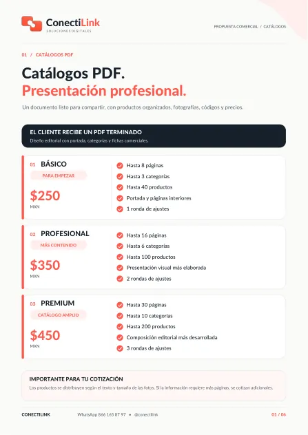 Página 1 de la cotización PDF real de catálogos ConectiLink